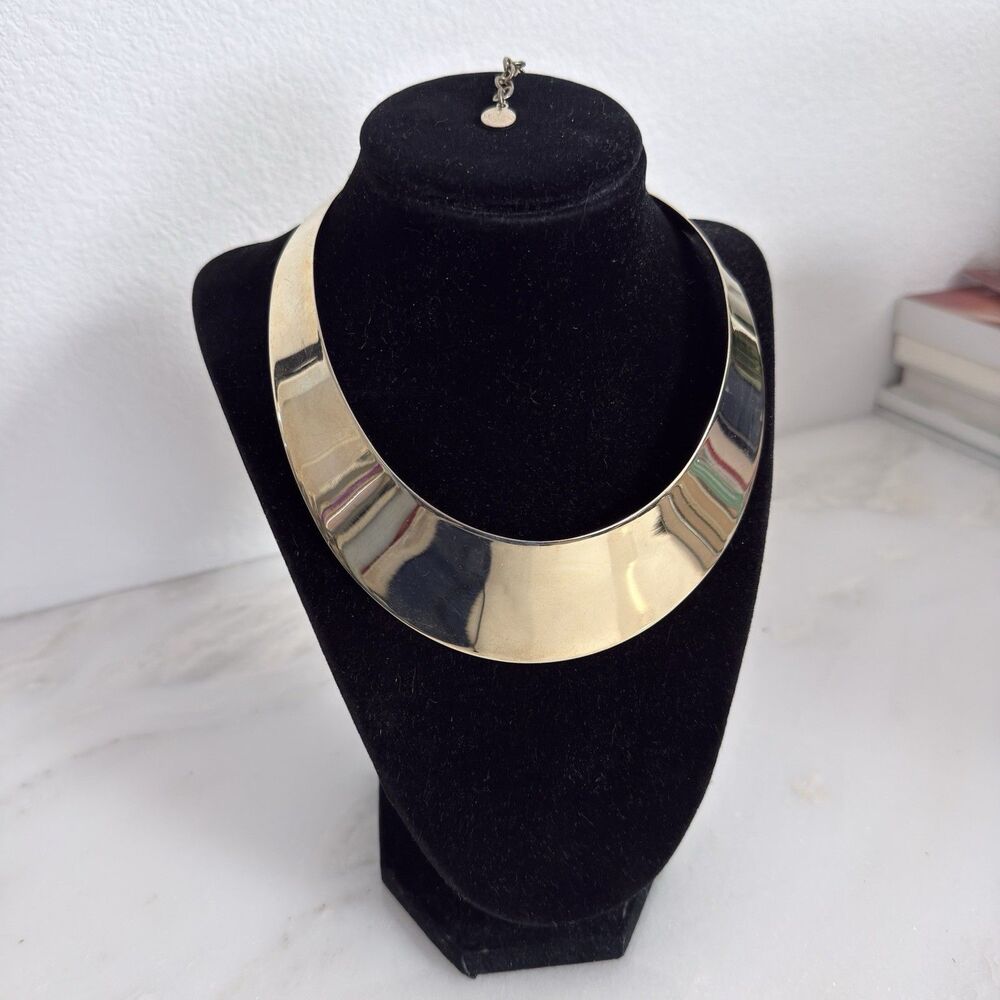 BOLD Statement R.J. Graziano Gold Tone Sculptural Bib Necklace 90s Minimalist